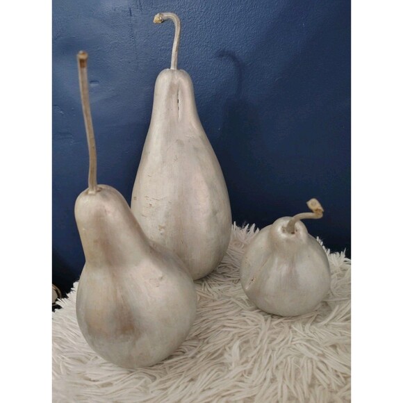 Set of 3 Folk Halloween ghost Face Painted  Gourd Faces - Picture 6 of 7